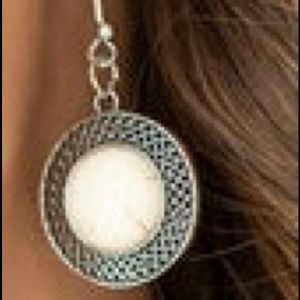 White and silver dangle earrings